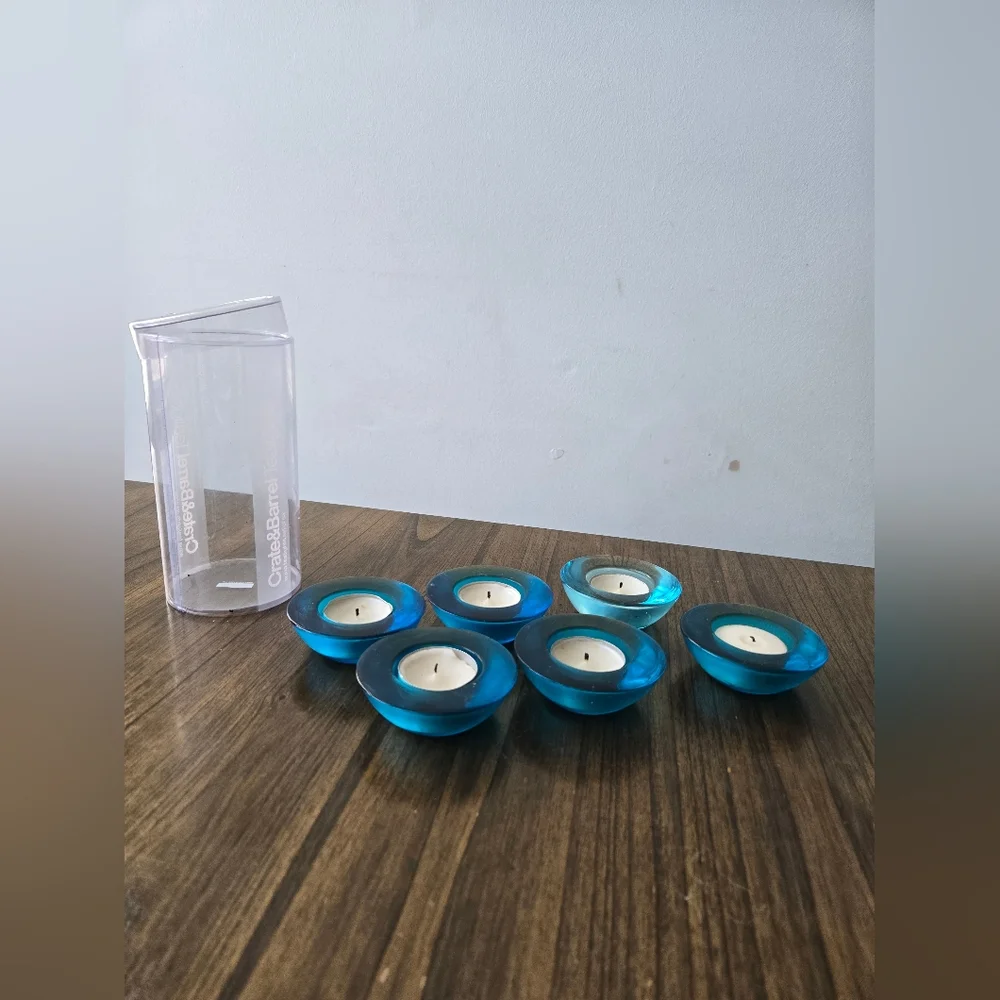 Crate & Barrel set of 6 glass tealights